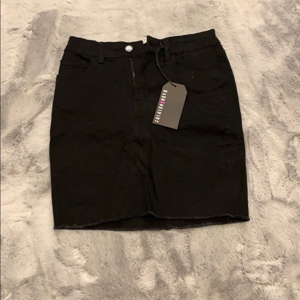Black Mini Jean Skirt